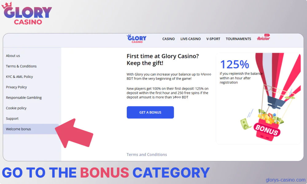 Go to the Bonus category on Glory Casino গৌরব ক্যাসিনো