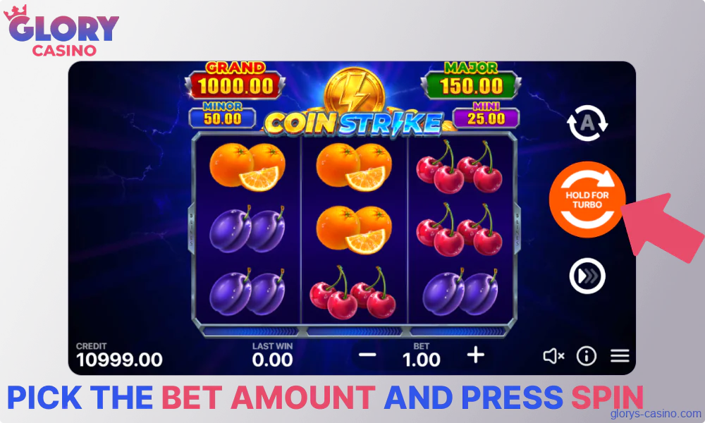 Choose the bet amount and press Spin toll start gambling on Glory Casino গৌরব ক্যাসিনো